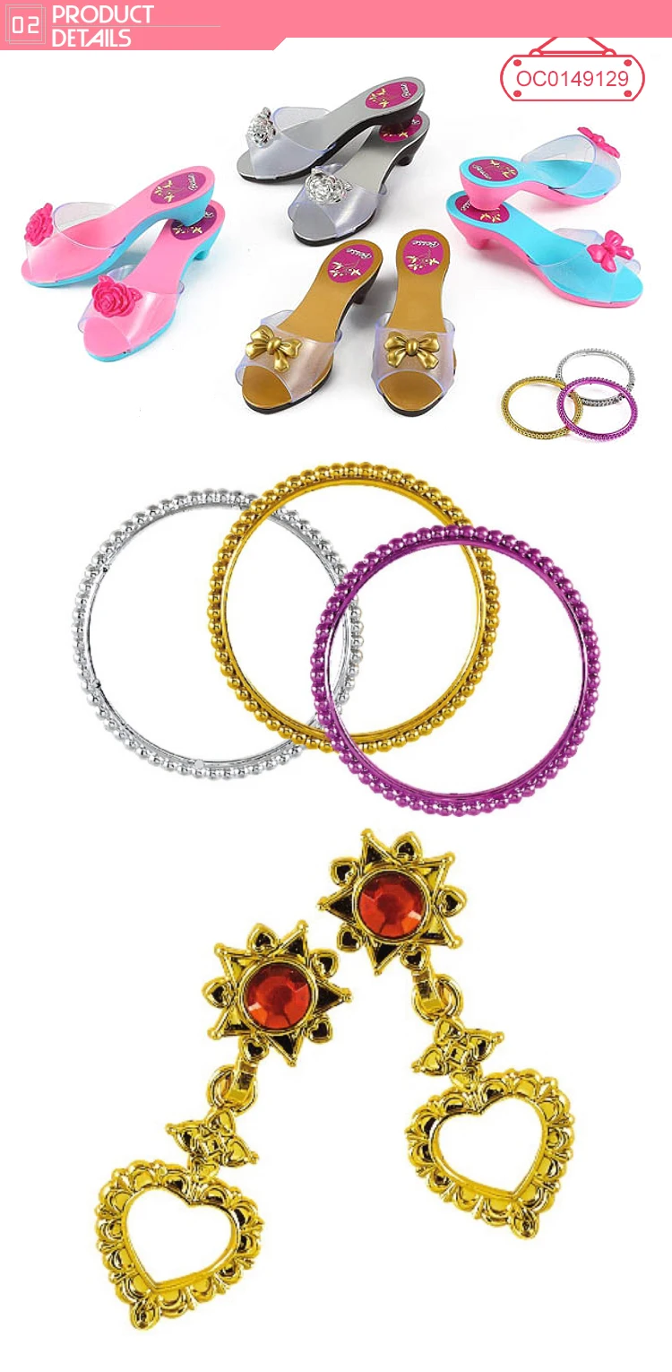 Chaussures Princesse Avec 4 Paires, Sac à Main Et Bijoux - Set Jeu De Rôle Pour Filles 3-6 Ans