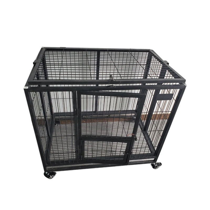 Single Layer Double Door Giant Dog Cage Black Customizable Dog Cage