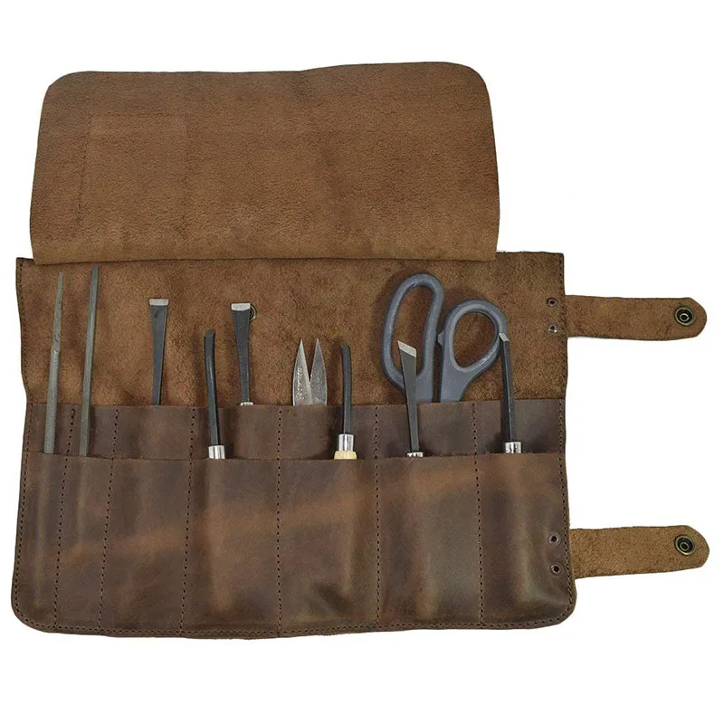 Travel Barber Roll Handmade Bag Leather Tool Hairdressing Bag Barber Tool Kit Organizer Barber Backpack Tool Bag