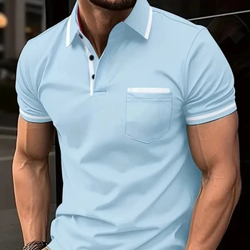 2024 Summer Polo Shirt with Button Pocket Men's Sports Polo short sleeve customization OEM or ODM Shirt