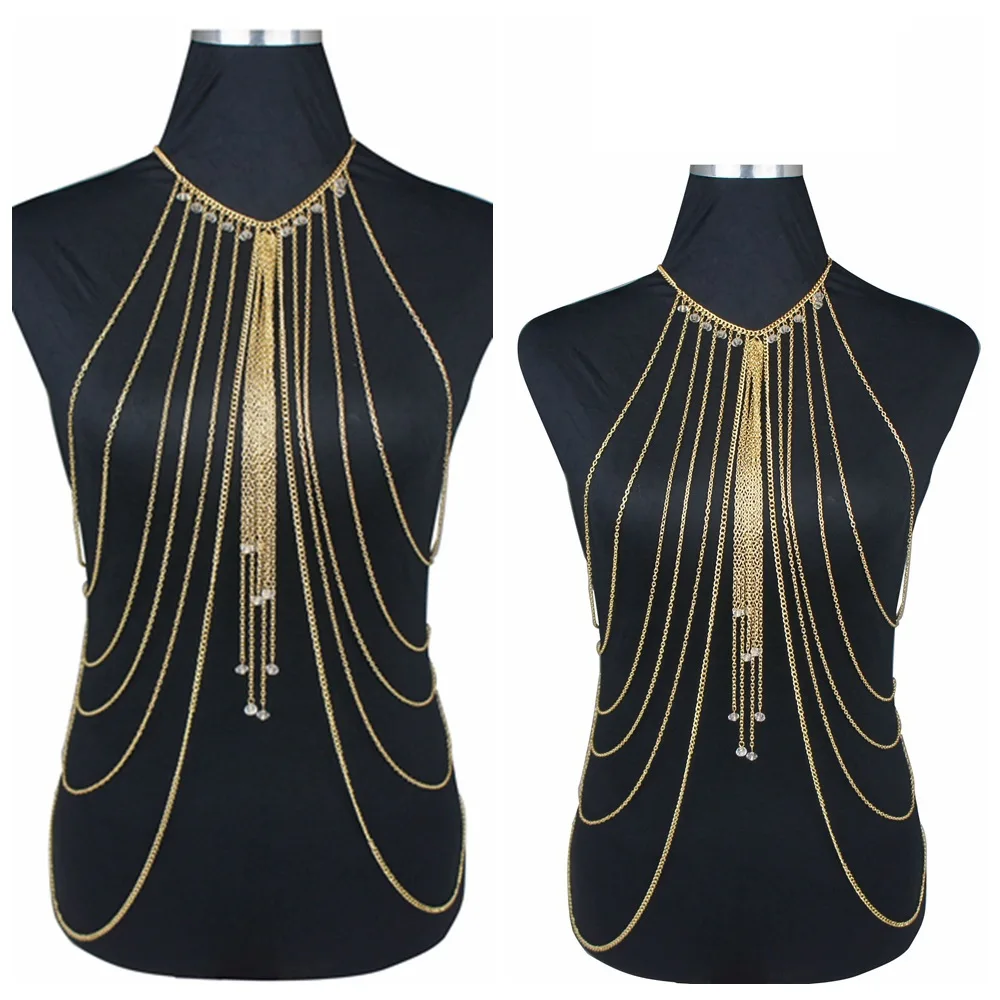 New sexy chain body jewelry for women underwear multi-layer gold tassel  chain bling rhinestone chest chains dress accessories| Alibaba.com