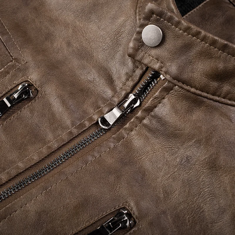 Men Black Motorcycle Multi-Zip Fashion Men's Leather Jacket_voghion.com