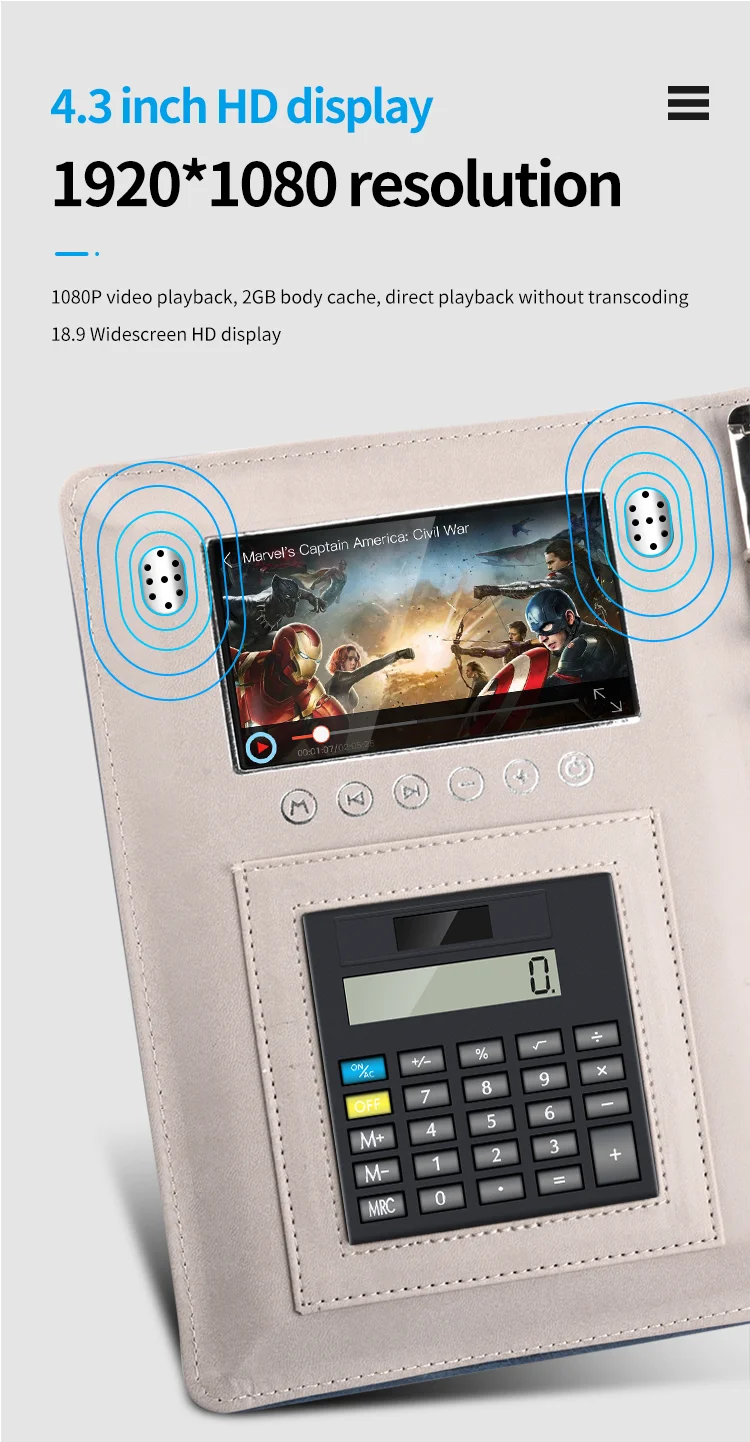 Smart Fingerprint Lock Diary with Wireless Charging Notebook