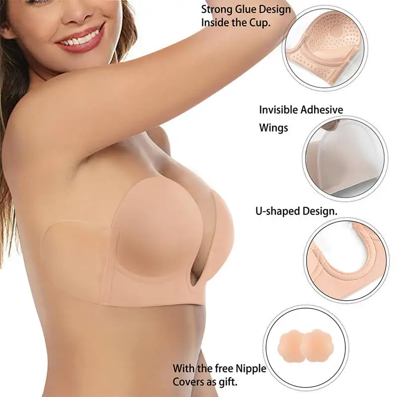 Strapless Push Up Silicone Bra: Invisible, Reusable, and Adhesive