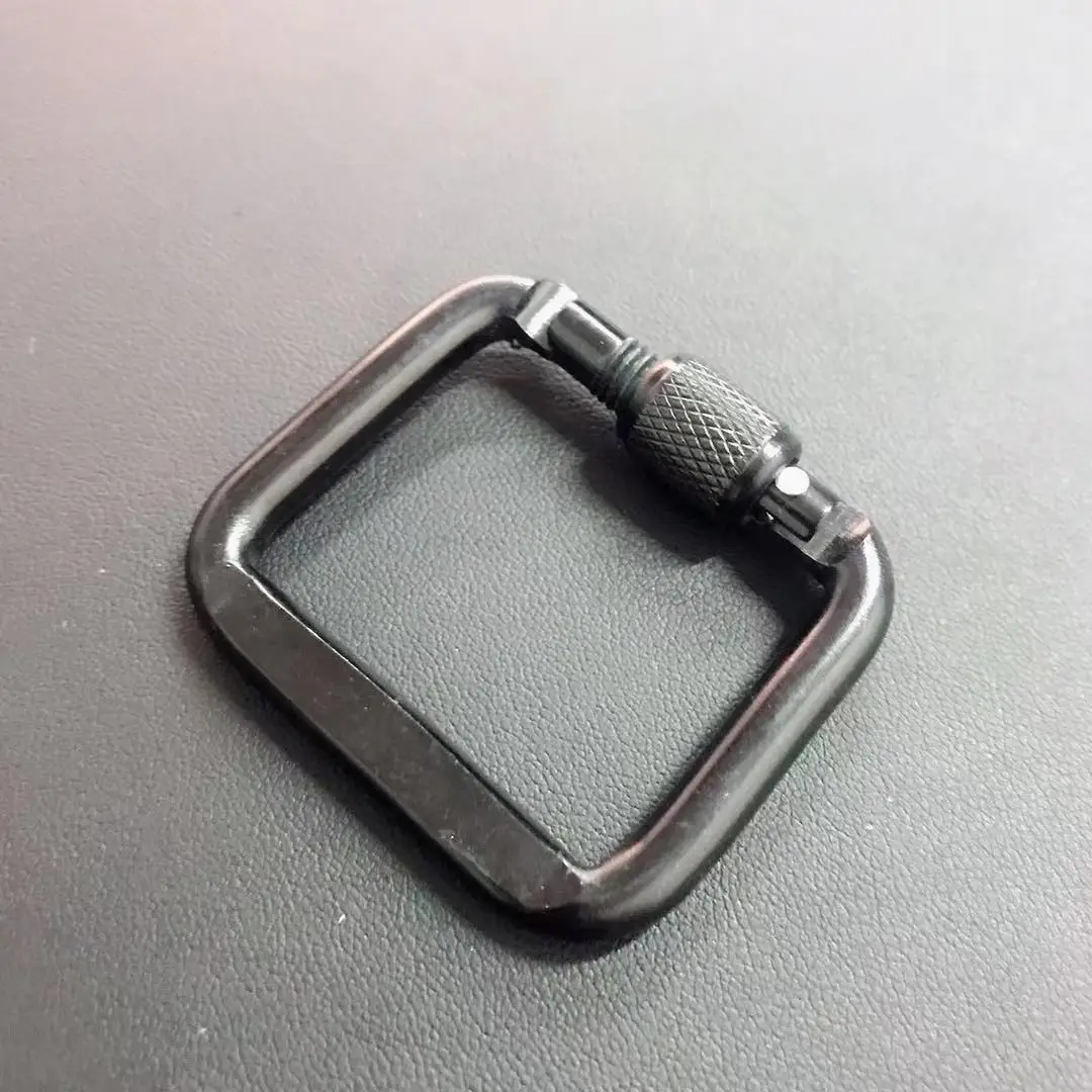 Custom keychain clip hook screw gate locking key holder spring snap aluminum square shaped carabiner