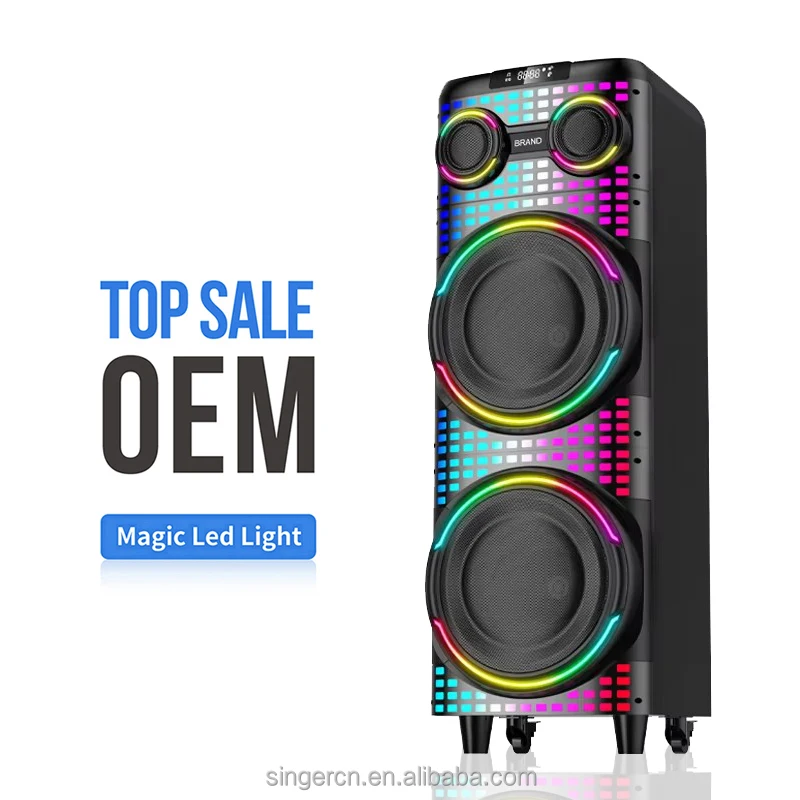 GD-2139デュアル12インチサブウーファーボックス増幅LEDカラフル点滅