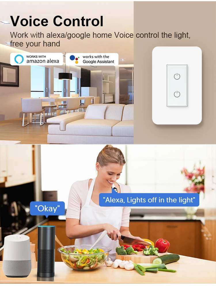 American Single Pole Wifi Controlled Power Switch Tuya Smart Onoff