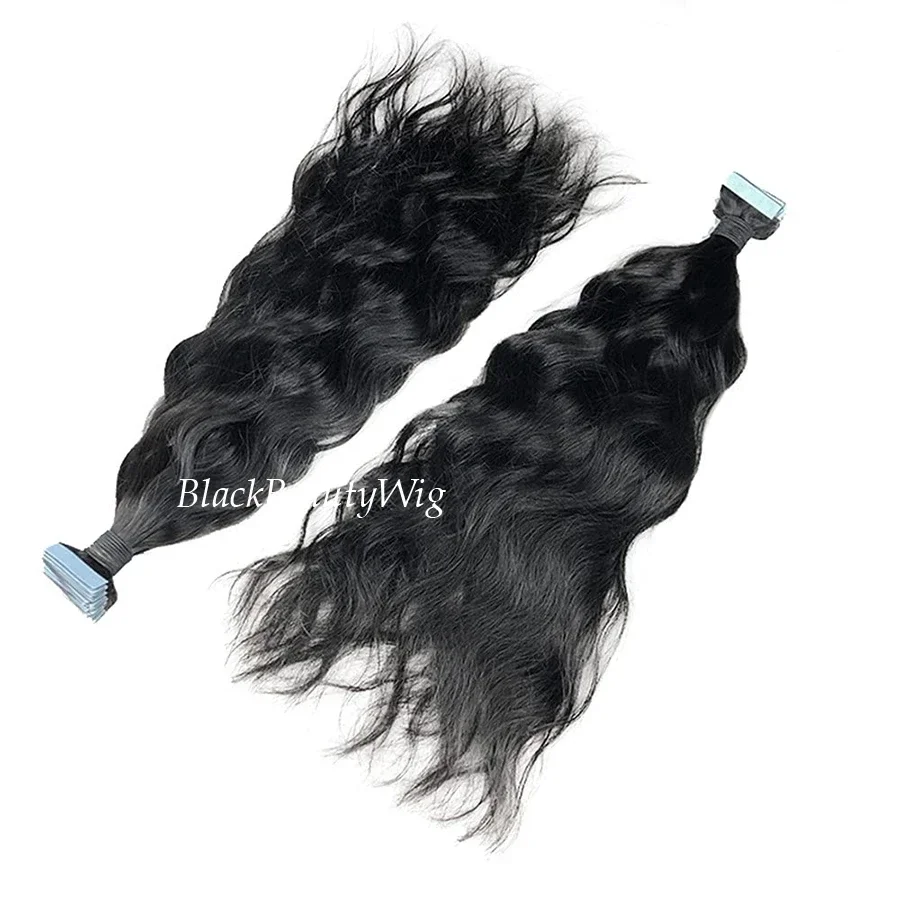 Brasilianisches Tape in Echthaar-Verlängerung, lang, natürlich gewellt, Skin Weft-Haar, selbstklebendes, unsichtbares Tape auf dem Haar, 10-30 Zoll, 40 Stück/100 g_voghion.com