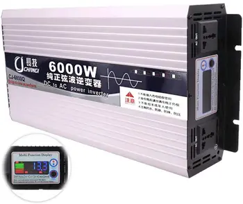 LNLN 6000W Pure Sine Wave Inverter,12V to 110V, Power Voltage Transformer,LCD Display,with Battery Cable,Multiple Protection