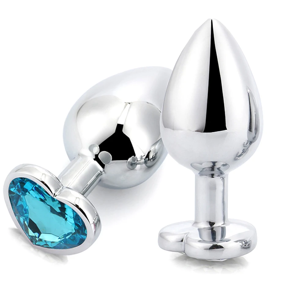 Jewel Color Aluminum Alloy Anal Plug Heart Base Sex Toys