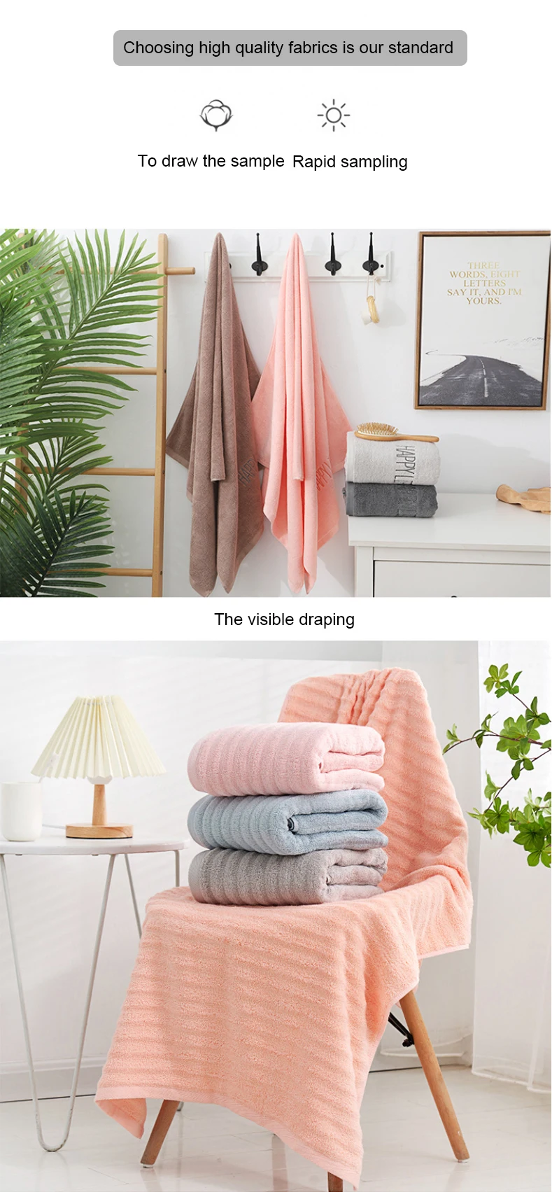 Custom high-quality luxury pure cotton fabric absorbent strong popular towel bath towel supplier