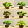 Simulación de plantas verdes en maceta, juego de 6 piezas.