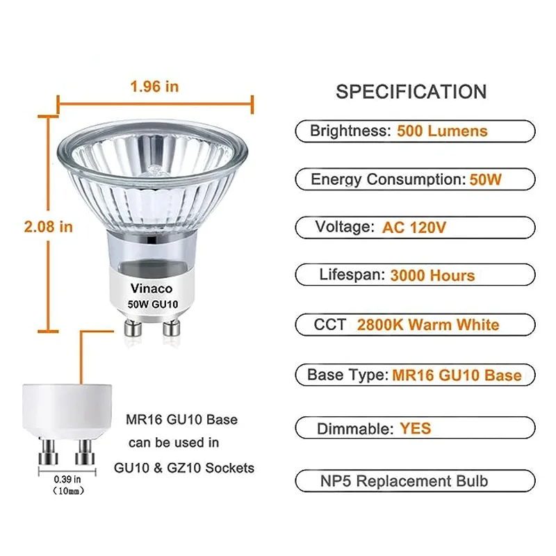 Gu10 Halogen Reflector Cup Light Thick Glass Halogen Tungsten Spotlight Par20 75w Lamp Cup 220v Bubble
