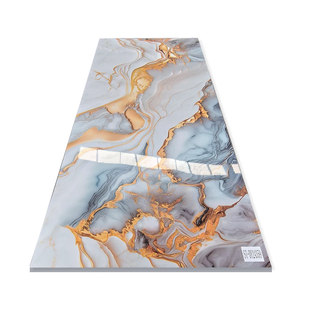 High Glossy Gold Stone 3d Design Pvc Marble Sheet Wall Panel Uv Marble Sheet