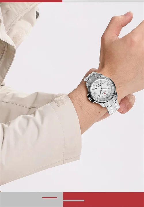 NAVIFORCE 9215S SBW Factory Custom Logo Cheap Quartz Watch Men Wrist Stainless Steel Band Luminous Hands Calendar Business Watch