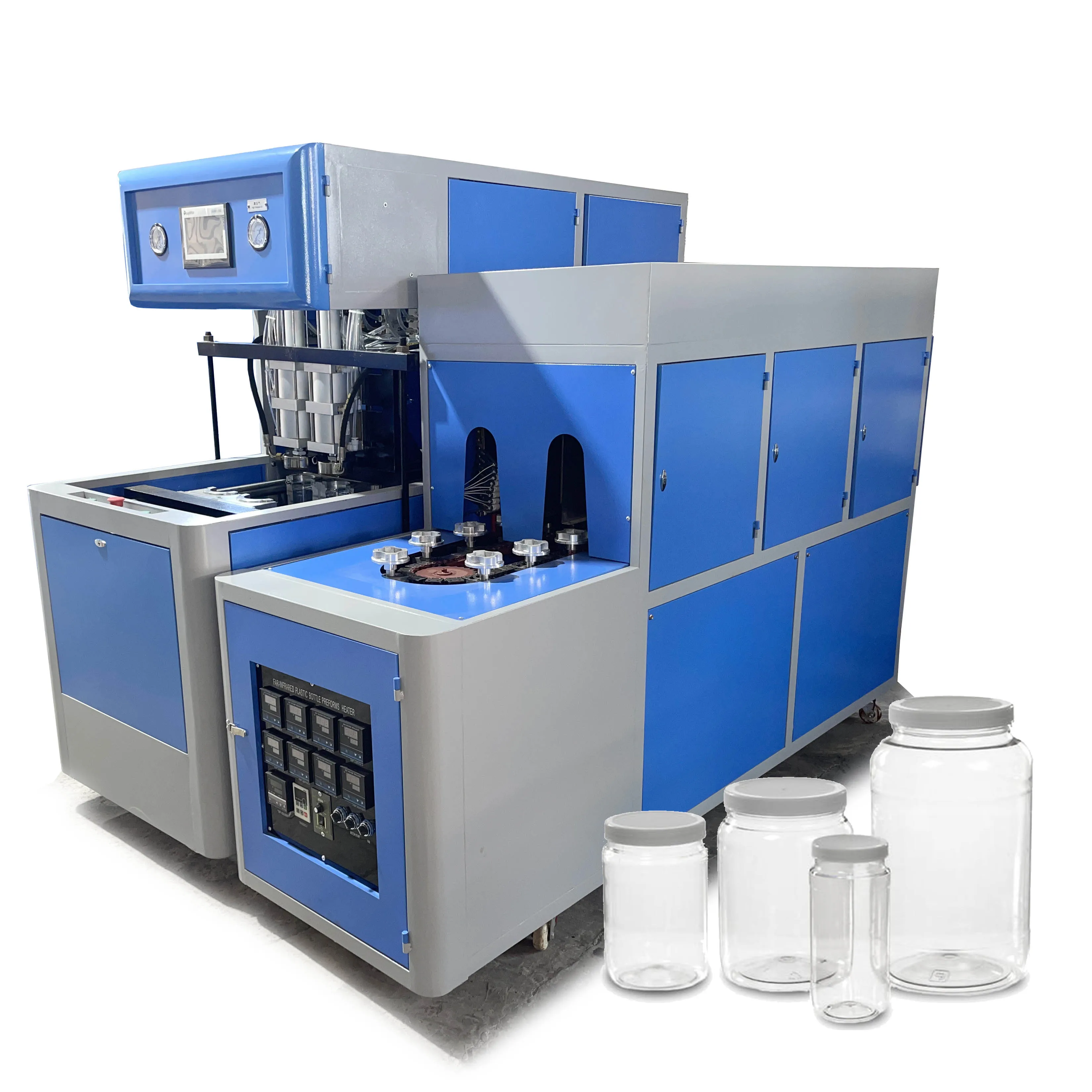 Good Quality MS-5L2-JAR Semi Automatic PET Plastic Wide Mouth Bottle Blowing Making Machine