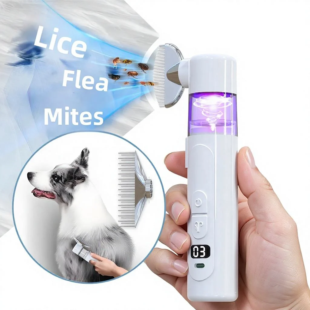 2 in 1 Electric Pet Flea Removal Comb 360 Rotatable Detangling Hair Brush Tick Lice Mite Remover Grooming Tool for Dogs Cats