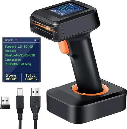 2D Wireless Bar Code Scanner Card Skimmer Display Screen Battery Level Indicator Bluetooth 2.4G Wireless HW0006 Pro Obd Scanner