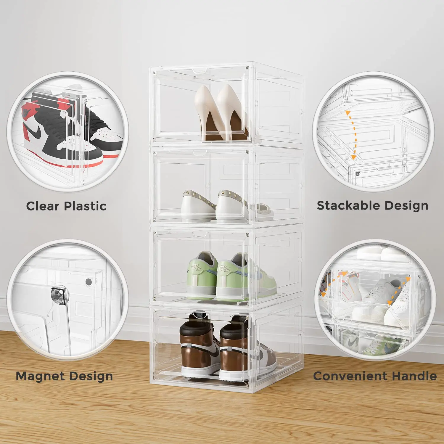 Stackable Acrylic Shoe Storage Box Shoe Organizer For Closet Space