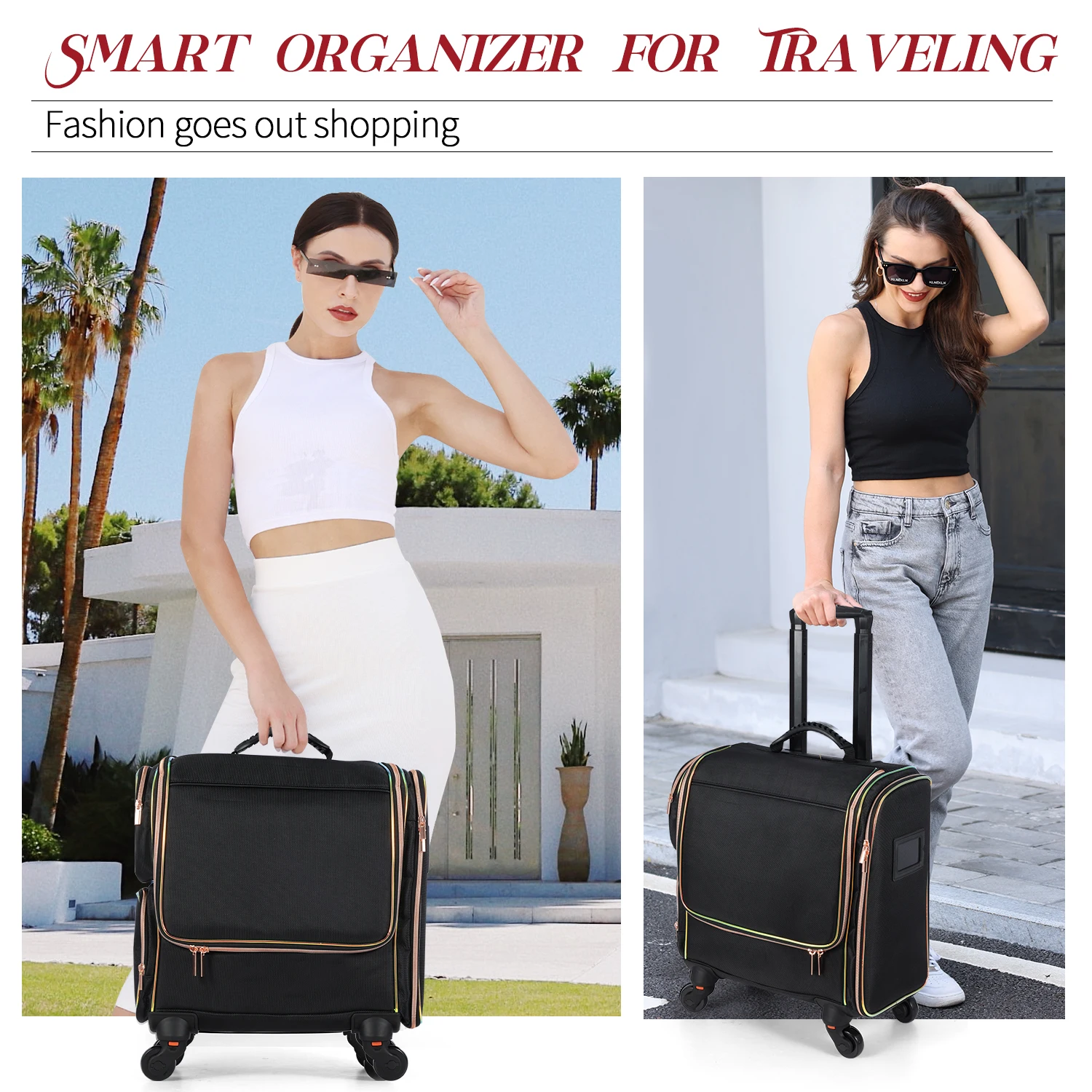 Eco-Friendly Beauty Salon Storage Organizer Travel Makeup Train Case Hair  Styling Trolley Barber's Cosmetic Suitcase Luggage