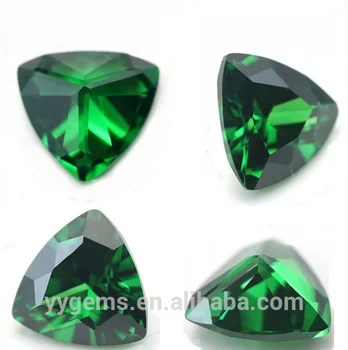 Wuzhou Loose Triangle Shape Diamond Cut Synthetic Emerald Green CZ