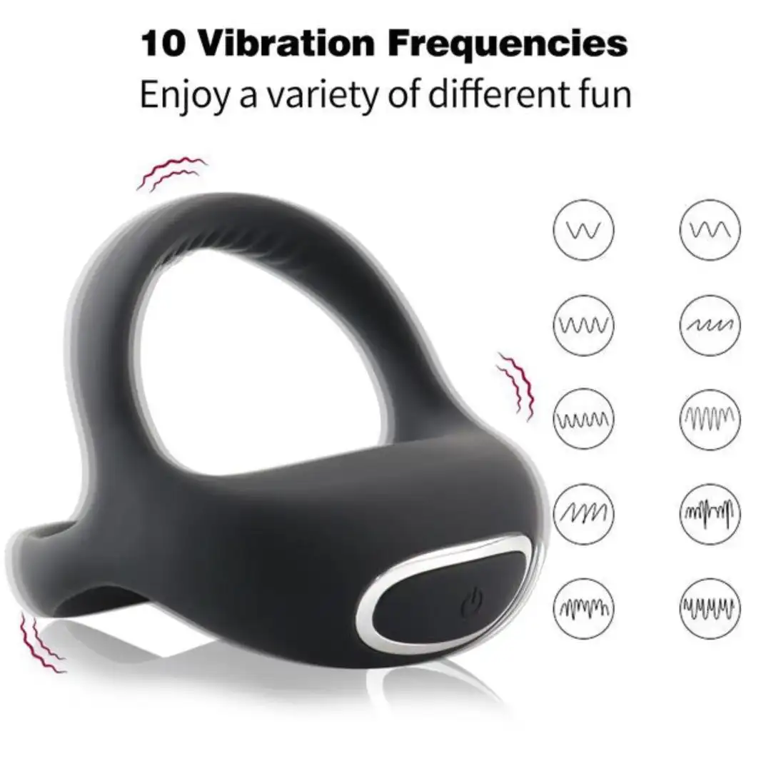 App Remote Control Silicone Dual C-Ring Penis Lock Ring Vibrator Delayed Ejaculation Trainer Vibrating Cock Ring for Men