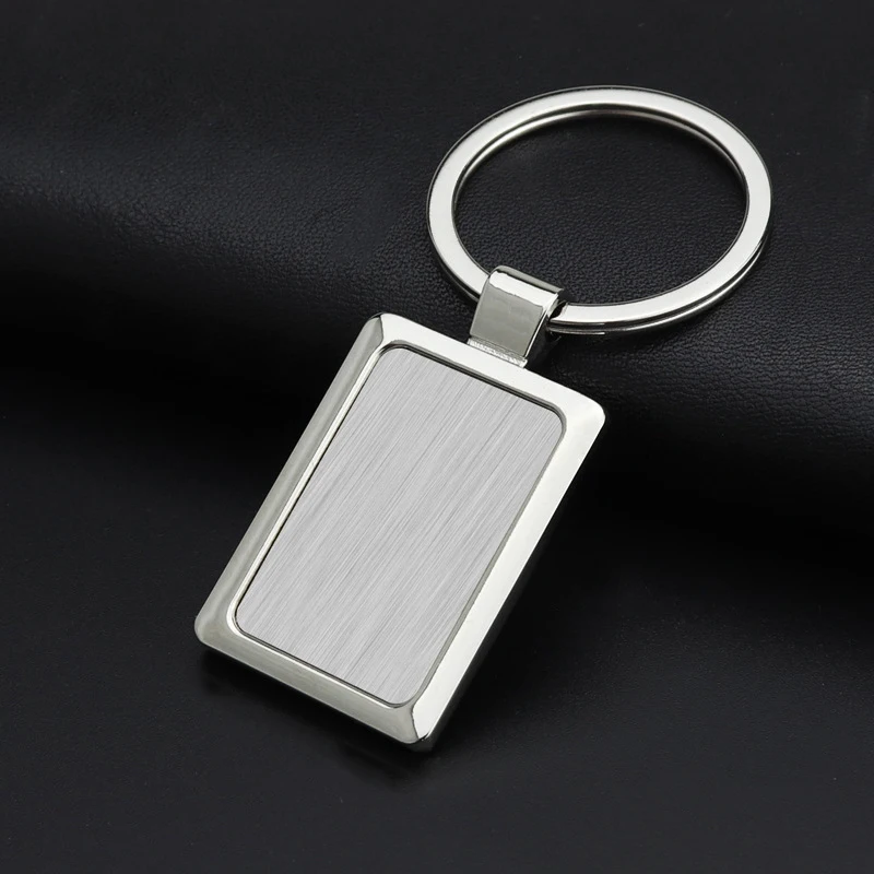 Bulk Custom Logo Double Sided Keyring Rectangle Stainless Steel Laser Engraving Metal Key Chain Sublimation Blank Keychain