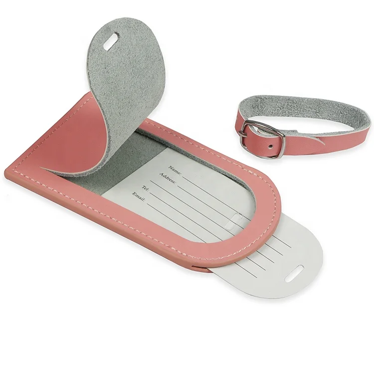 Custom Privacy Cover Durable Metal Strap Plastic PVC Window PU Leather Luggage Tag Premium