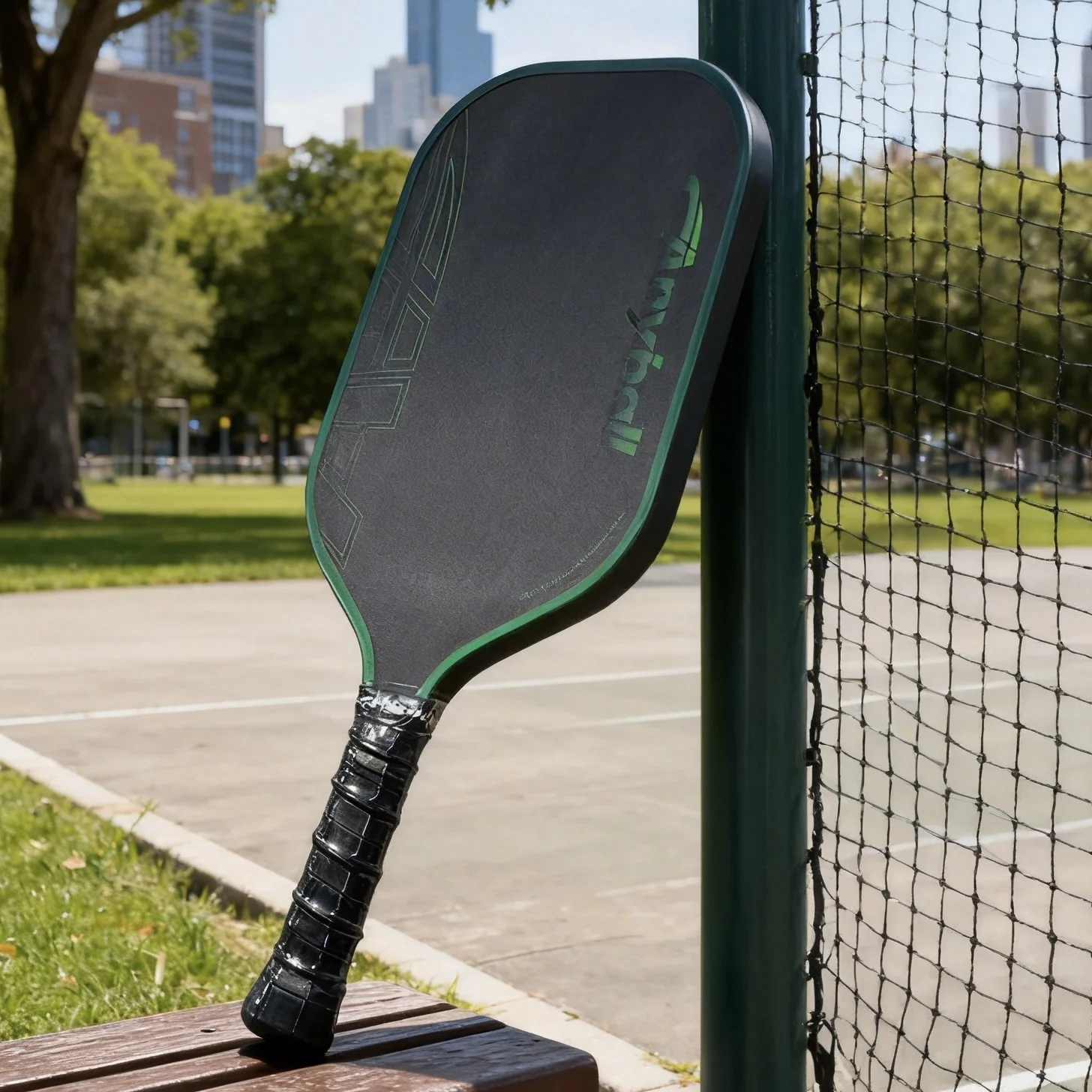 Anyball Zwarte 16 mm Trainingsslagbal van koolstofvezel met PP-honingraatkern, thermo-gevormd, op maat gemaakte EVA T700-entertainment pickleballslagbal