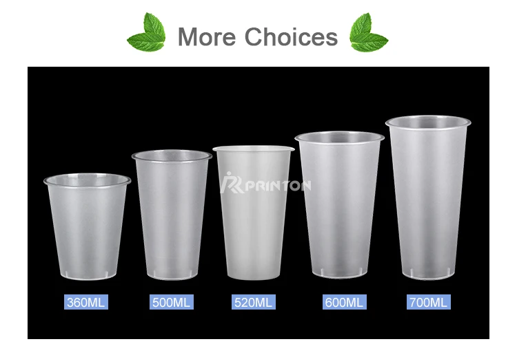 500ml 700ml Disposable Frosted Plastic Cups With Logo Bubble Tea Cup With Lids Take Out Pp Milk