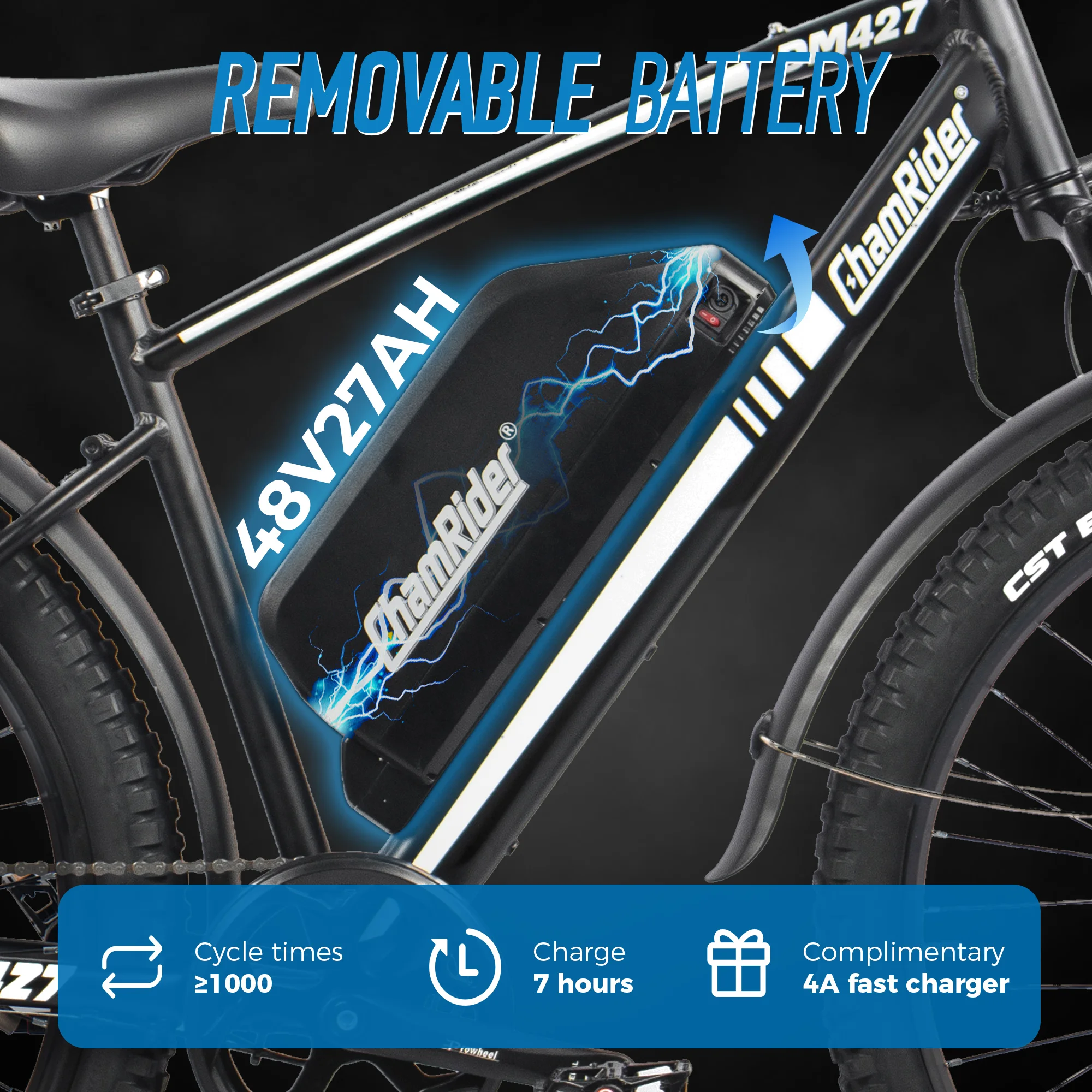 DM427 ChamRider 750W Electric Mountain Bike - 48V, 27Ah, 10 Speed