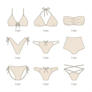 Custom Women's Sexy Bikini Set Summer Swimwear Beachwear  Quick Dry Spaghetti Straps V-Neck Adjustable Swimsuit Bathing Suit