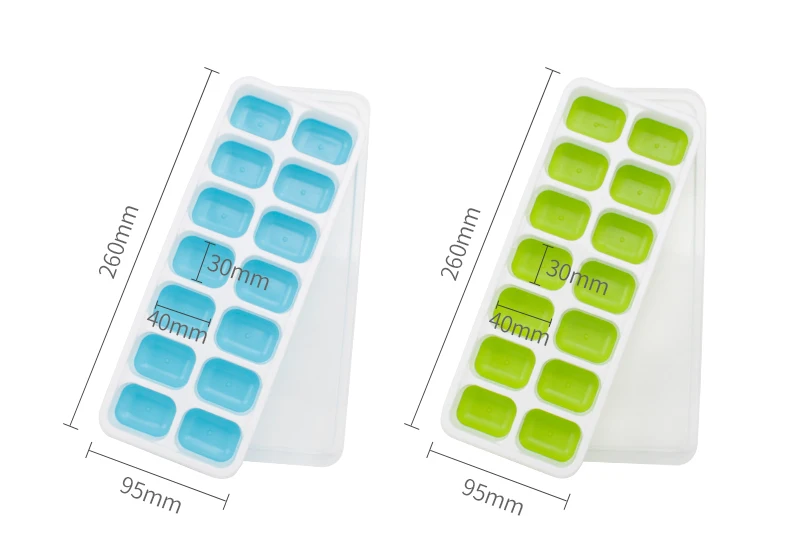Haixin 14 Grid Biodegradable Ice Cube Tray With Lid Food Grade Silicone Custom Eco-friendly Ice Cube Tray