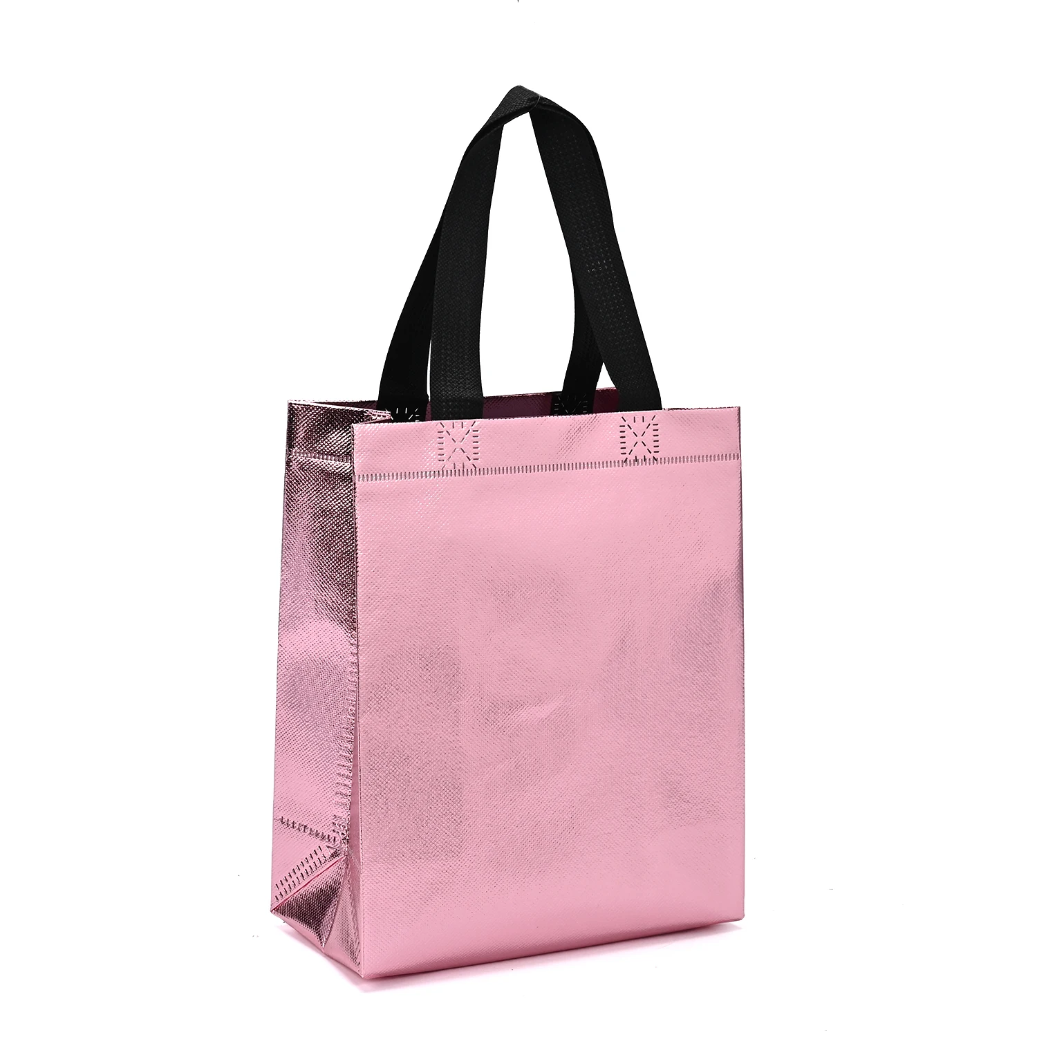 Custom Carry Laminated LOGO Fabric Bag Non Woven Tote Bag Reusable Shopping Laser Metallic PP Shiny Bags supplier