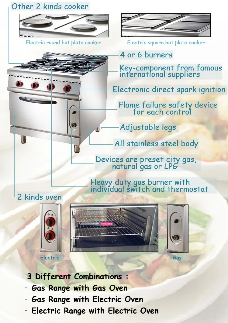 Heavy Duty Stove - 4 Burners - Double Unit - 70cm Deep - with Oven