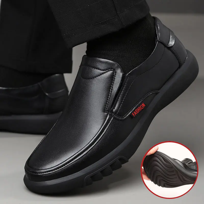 Classic Black Flat Slip On Lazy Style Casual Men Loafers Soft Leather ...