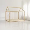 Letto con struttura in legno naturale e base a doghe - 150x90x160 cm