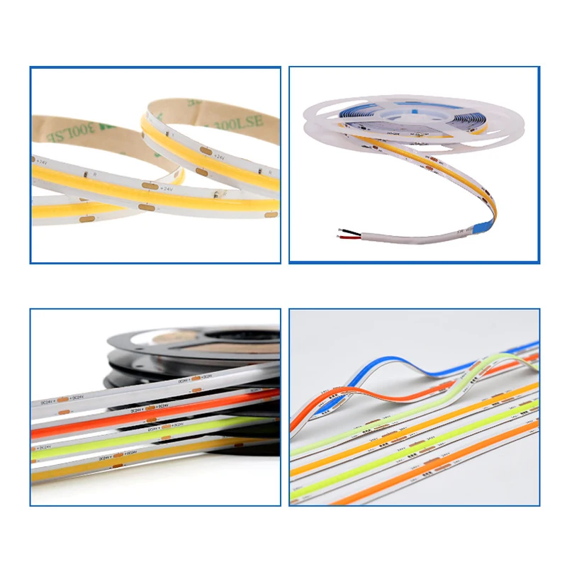 Flexible COB LED Strip Light High Density FOB Light Linear Ribbon 3000K 4000K 6000K Ra90 Dimmable 12V 24V Stril Lights