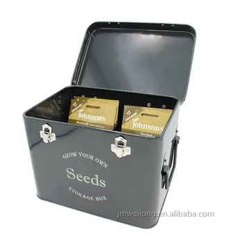 シード収納ボックス粉体塗装亜鉛メッキ鋼容器、蓋付きシード封筒