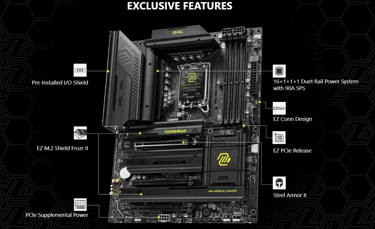 MSI MAG Z890 TOMAHAWK WIFI - Ultra9 DDR5, 5G Lan, Pcie 5.0