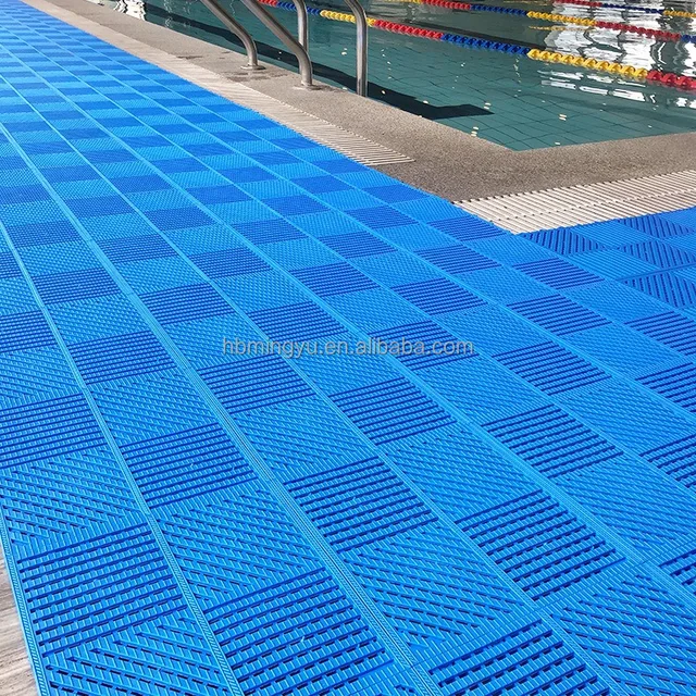 Swimming pool non-slip floor interlocking design drainage tiles durable anti slip mat