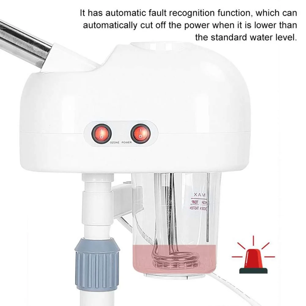 Beauty 2 in 1 Glass Cup Heating Steamer with LED Magnifying Lamp Salon Spa Oxygen Jet Facial Machine