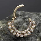 14k Gold Ring Wholesale Gold Piercing Ring 14K Solid Gold Piercing Brilliant Pave Set CZ Hinged Clicker Suptum Segment Hoop Ring Piercing Jewelry Wholesale