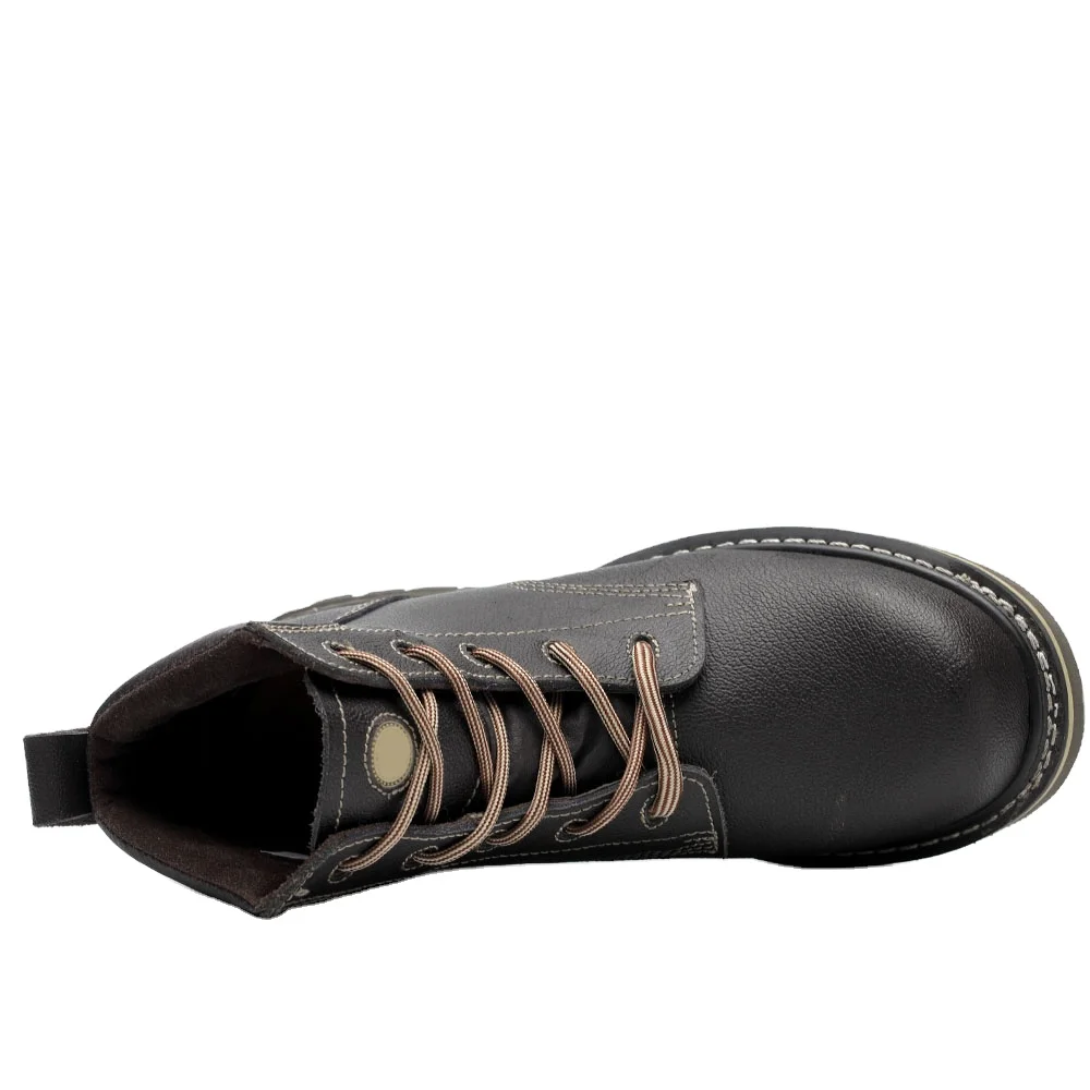 Черные сверхпрочные прорезные защитные ботинки Goodyear среднего размера строительные рабочие со стальным носком и пластиной Лошадиная кожа