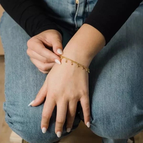 Bracciale da donna in acciaio inossidabile placcato oro con