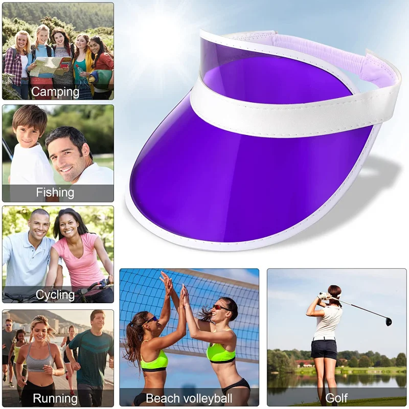 HZM-22129 изготовленным на заказ логосом печати унисекс ярких цветов Солнцезащитные Козырьки Шляпы из прозрачного пластика; УФ Защитный колпачок для спортивных мероприятий свежем