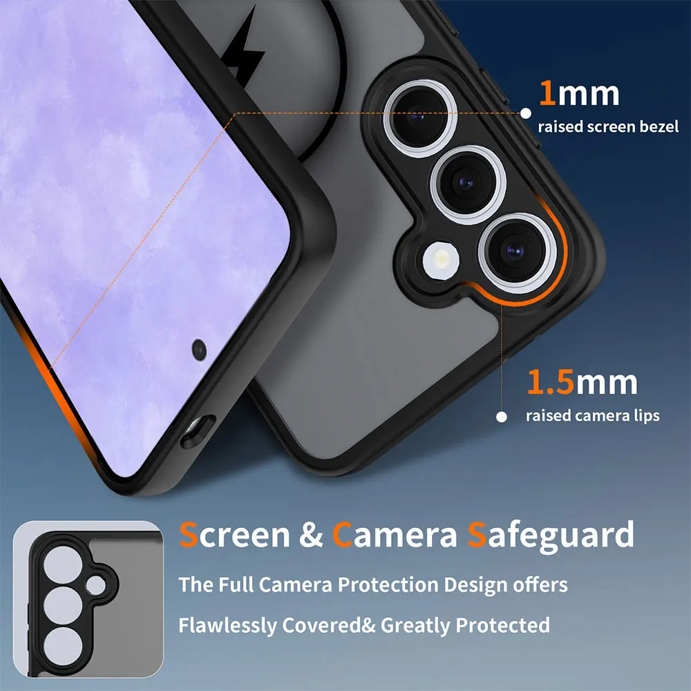 product laudtec magnetic for galaxy s25 case 16ft drop resistant matte skin feeling back cover shockproof slim cellphone-4