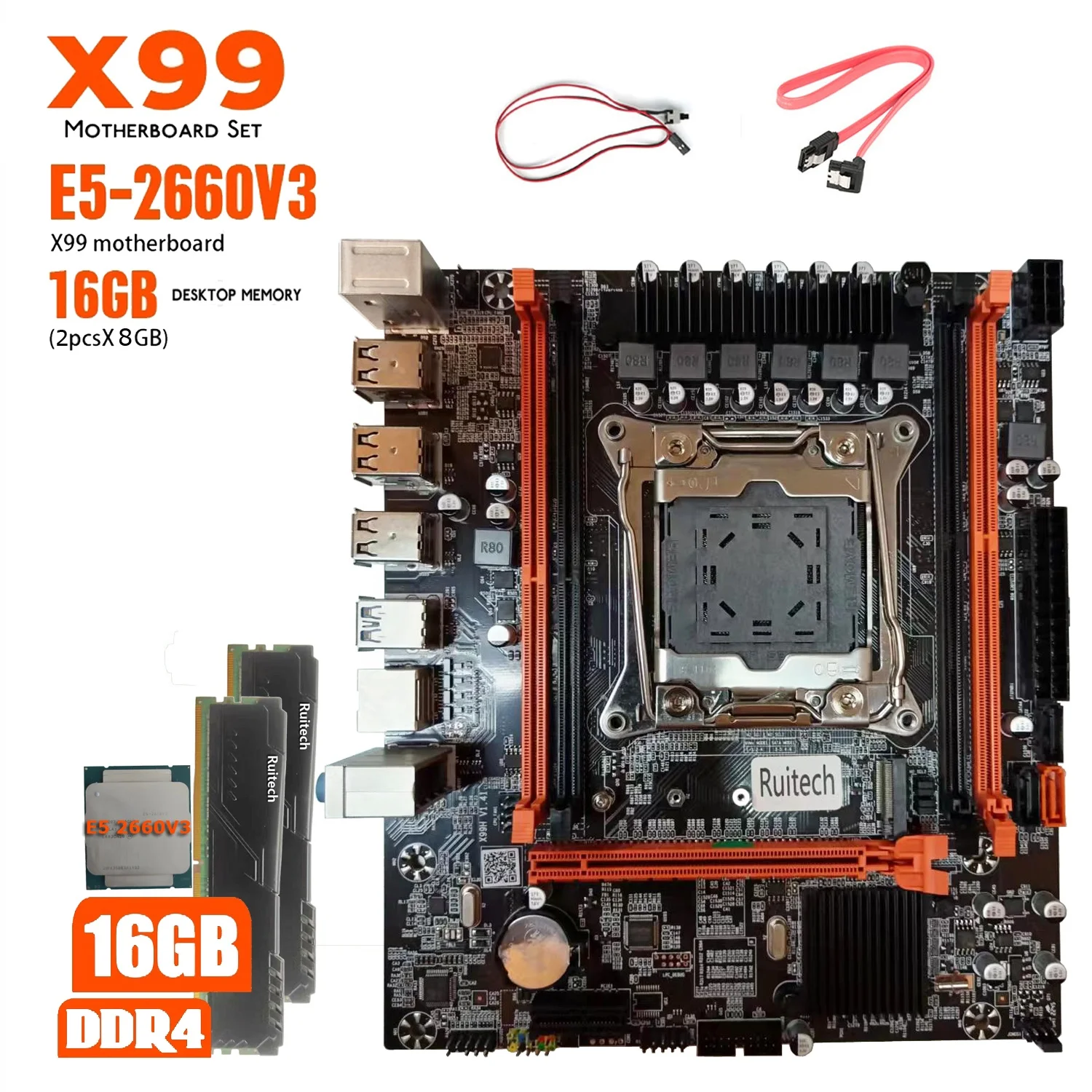 QIYIDA ED4 X99 LGA2011-3 Motherboard Set Kit With Intel Xeon E5 2660V3 CPU  16GB(2*8G) 3200MHZ DDR4 Desktop memory M-ATX NVME M.2| Alibaba.com