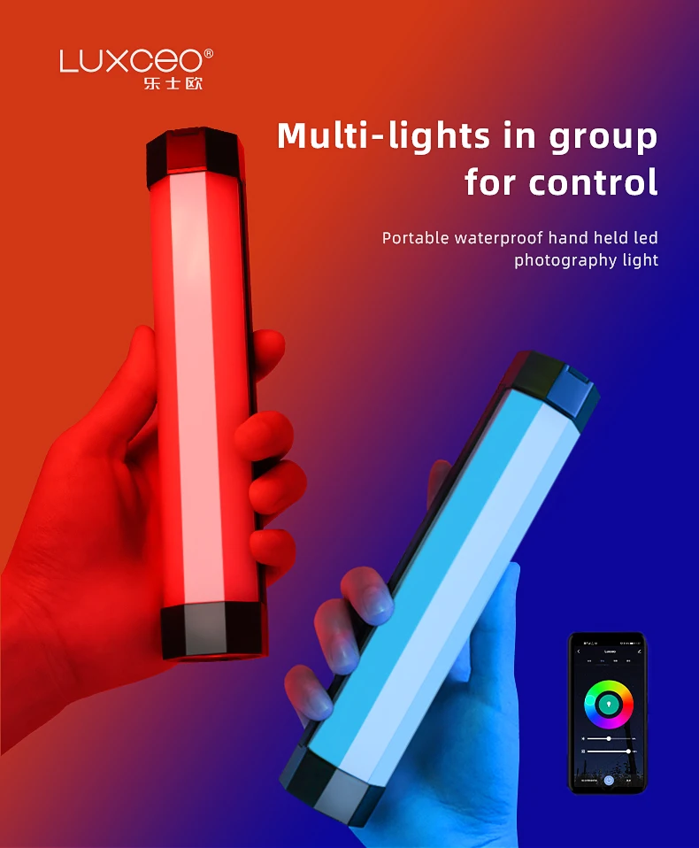 LUXCEO P200 RGB LED RGB soft light Tube Portable Handheld Photography Lighting Stick CCT Mode Photos Video Nanguang