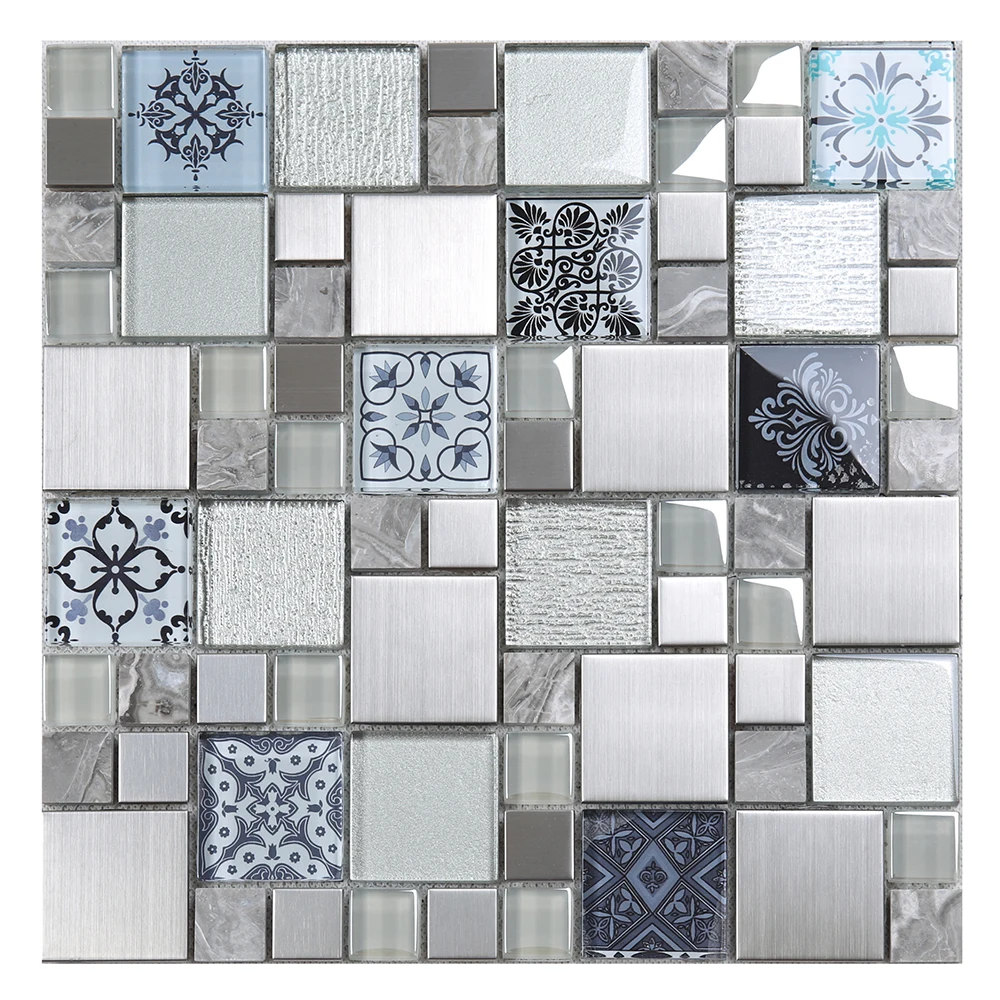 New Square 3d Printing Tile Glass Mix Metal Marble Mosaic Tiles For Kitchen Backsplash Buy Stainless Mosaic Tiles Kitchen Backsplash Tile 3d Printing Glass Tile Product On Alibaba Com